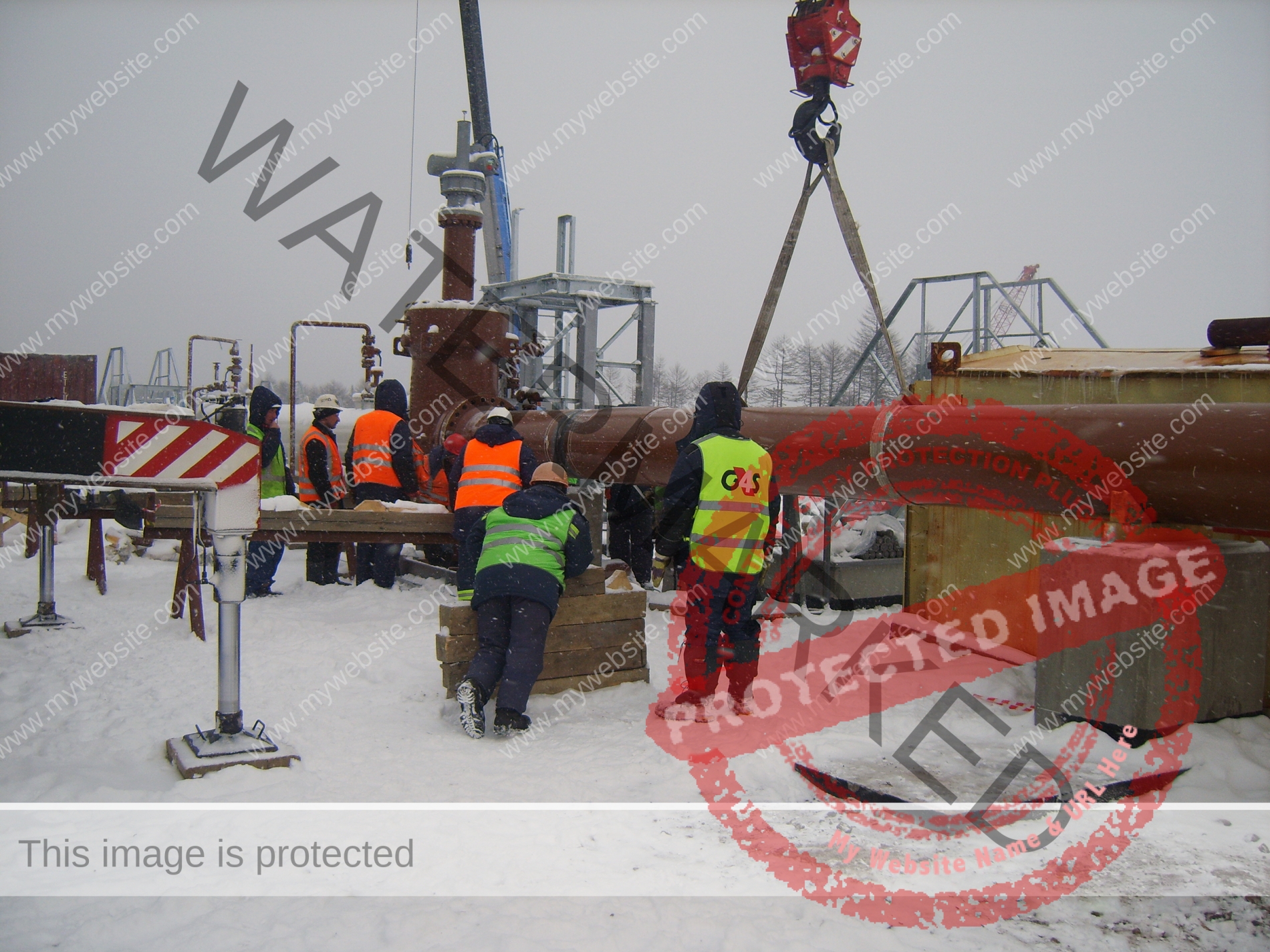 Construction of an oil and gas pipeline. Industrial equipment.