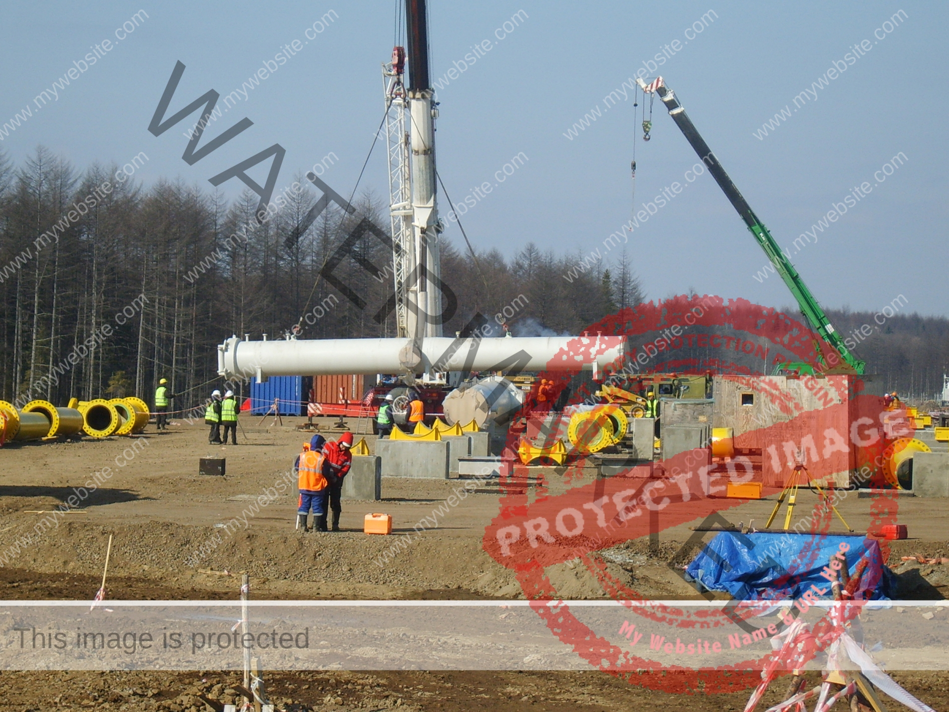 Construction of an oil and gas pipeline. Industrial equipment.