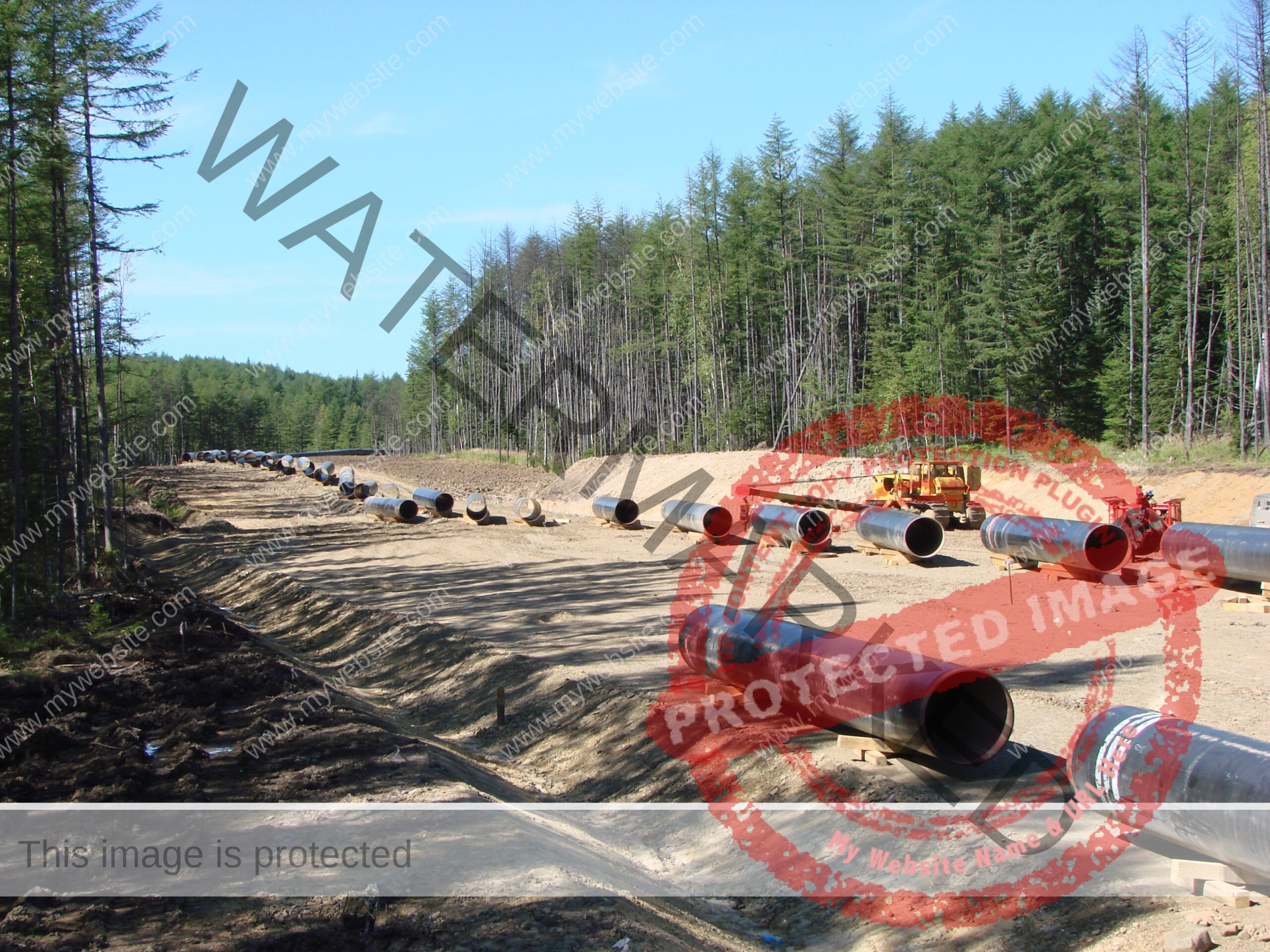 Construction of the gas pipeline on the ground. Transportation of energy carriers.