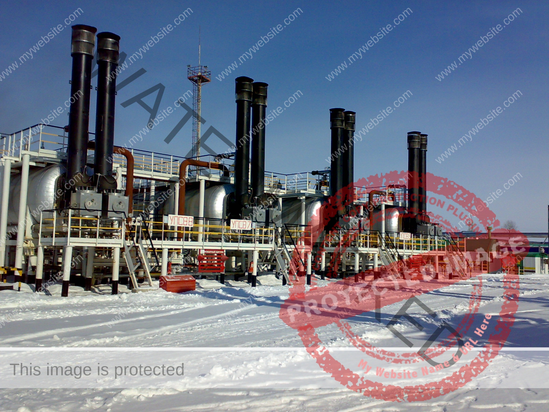 Oil field. The equipment of crafts , iron designs and pipes