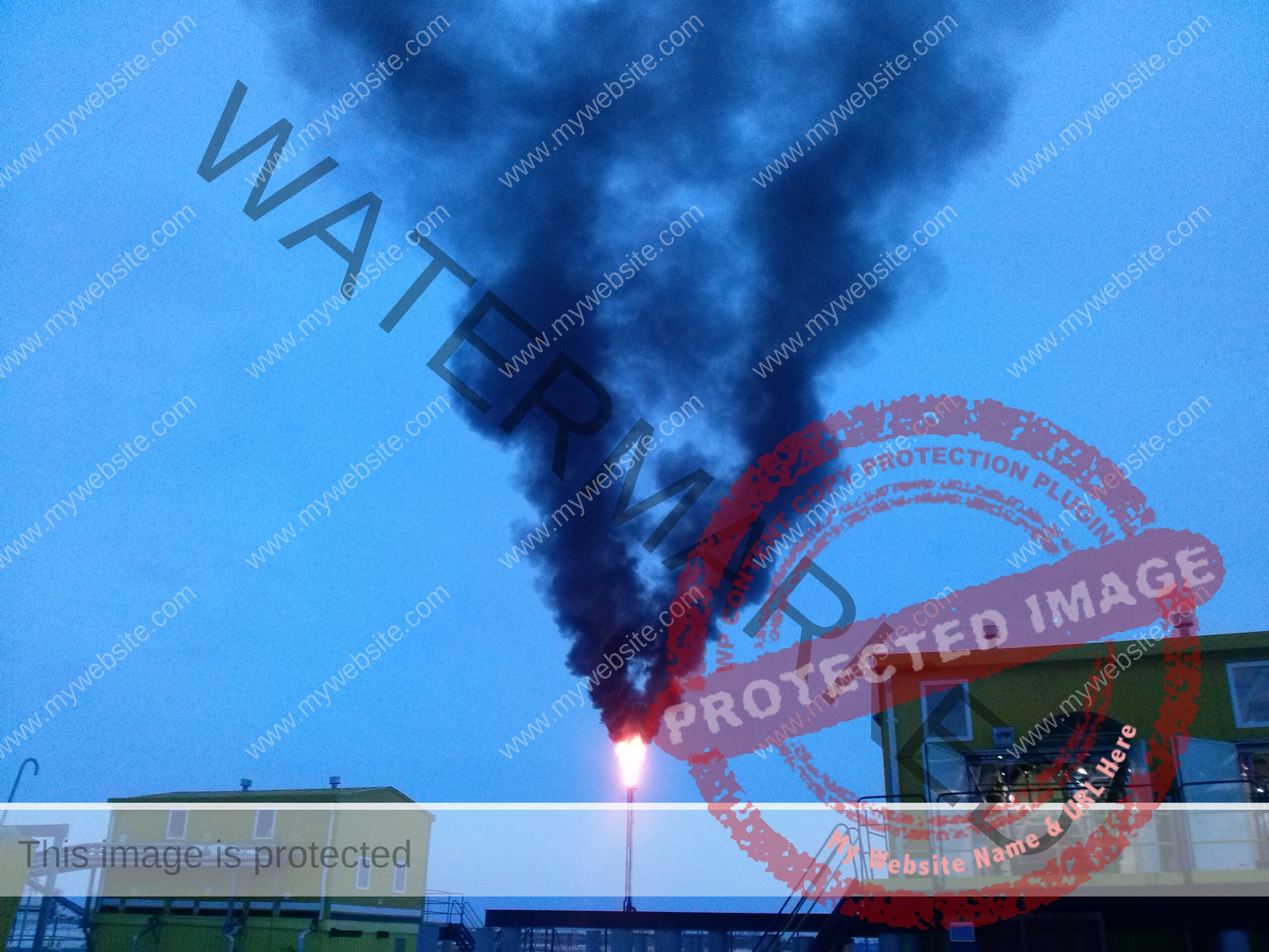 System of a torch on an oil field. Burning through a torch head.